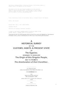 A Historical Survey of the Customs, Habits, & Present State of the Gypsies