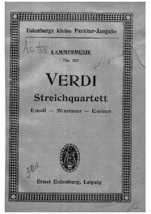 Partition complète, corde quatuor, String quartet in e minor, E minor par Giuseppe Verdi