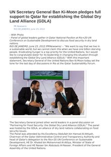 UN Secretary General Ban Ki-Moon pledges full support to Qatar for establishing the Global Dry Land Alliance (GDLA)