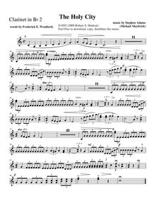 Partition clarinette 2 (B♭), pour Holy City, Maybrick, Michael