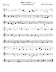 Partition ténor viole de gambe 1, aigu clef, Fantasia a 6, No.42