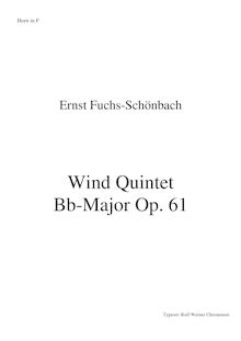 Partition cor (F), quintette en B-flat Major, Op.61, B♭ major, Fuchs-Schönbach, Ernst