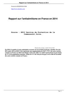 Les nouveaux chiffres 2014 sur l'antisémitisme en France