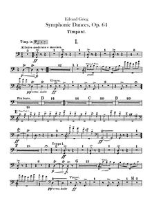 Partition timbales, Triangle, symphonique Dances, Grieg, Edvard