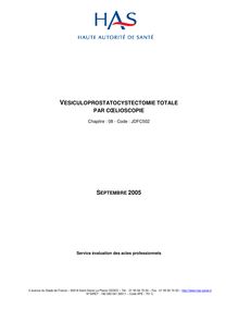 Vésiculoprostatocystectomie totale par cœlioscopie - Rapport VPC