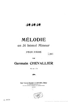 Partition complète, Mélodie en Si bémol mineur, B♭ minor, Chevallier, Germain