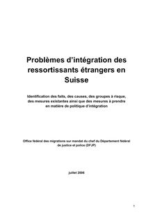 Problèmes d intégration des ressortissants étrangers en Suisse ...