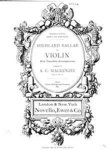Partition complète, pièces pour violon et Piano, Op.47, Mackenzie, Alexander Campbell