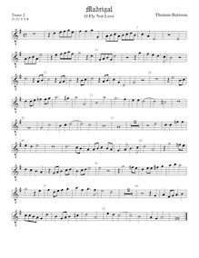 Partition ténor viole de gambe 2, octave aigu clef, pour First Set of anglais Madrigales to 3, 4, 5 et 6 voix par Thomas Bateson