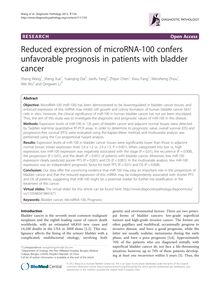 Reduced expression of microRNA-100 confers unfavorable prognosis in patients with bladder cancer