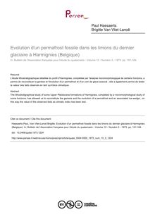 Evolution d un permafrost fossile dans les limons du dernier glaciaire à Harmignies (Belgique) - article ; n°3 ; vol.10, pg 151-164