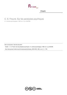 C. S. Freund, Sur les paralysies psychiques - compte-rendu ; n°1 ; vol.2, pg 884-885