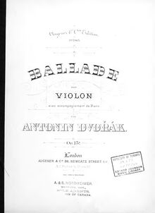 Partition de piano, Ballade, D minor, Dvořák, Antonín