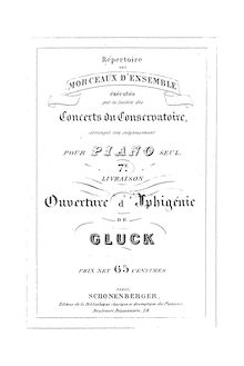 Partition complète, Iphigénie en Aulide, Tragédie opéra en trois actes par Christoph Willibald Gluck