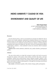 Medio Ambiente y Calidad de Vida (Environment and Quality of Life)