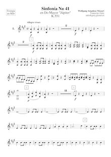 Partition cornes 1/2 (en E♭), Symphony No.41, Jupiter Symphony, C major