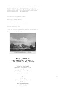 An Account of The Kingdom of Nepal - And of the Territories Annexed to this Dominion by the House of Gorkha