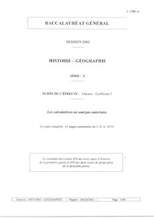 Baccalaureat 2002 histoire geographie scientifique