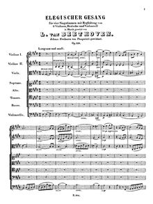 Partition complète, Elegischer Gesang, Sanft wie du lebtest, E major par Ludwig van Beethoven