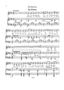 Partition No.8 Svanen (Der Schwan), 8 chansons, Schjelderup, Gerhard Rosenkrone
