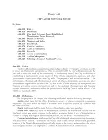 LMC Chapter 4.66 - City Audit Advisory Board