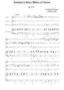 Partition Sonata No.6 en F major, sonates à deux flûtes et basse
