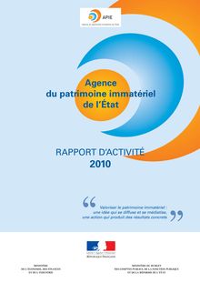 Agence du patrimoine immatériel de l'Etat : rapport d'activité 2010