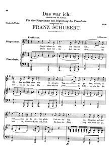 Partition complète, Das war ich, D.174, That was I, Schubert, Franz