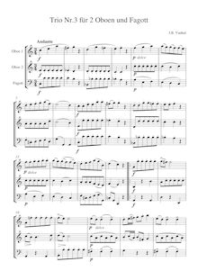 Partition complète, 15 Short Trios, 15 Petits Trios pour 2 Violons et Violoncelle par Johann Baptist Vanhal