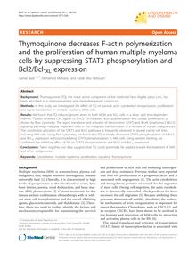 Thymoquinone decreases F-actin polymerization and the proliferation of human multiple myeloma cells by suppressing STAT3 phosphorylation and Bcl2/Bcl-XLexpression