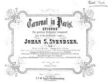 Partition complète, Carneval en Paris, Op.9, Svendsen, Johan par Johan Svendsen