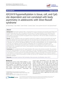 IGF2/H19 hypomethylation is tissue, cell, and CpG site dependent and not correlated with body asymmetry in adolescents with Silver-Russell syndrome