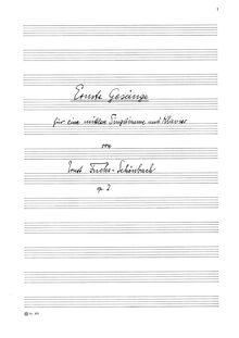 Partition complète, Ernste Gesänge, Op.2, Fuchs-Schönbach, Ernst