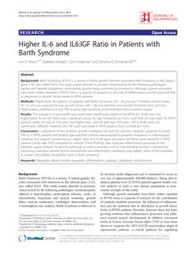 Higher IL-6 and IL6:IGF Ratio in Patients with Barth Syndrome