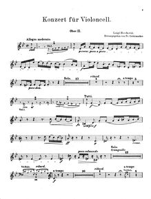 Partition hautbois 1, violoncelle Concerto en B♭ major G.482, Boccherini, Luigi