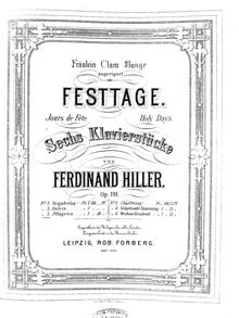 Partition , Pfingsten, Festtage, Op.191, 6 Klavierstücke, Hiller, Ferdinand