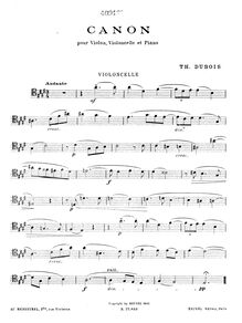 Partition violoncelle, Canon pour Piano Trio, Canon. Pour violon, violoncelle et piano