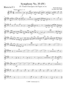 Partition cor 1, Symphony No.33, A major, Rondeau, Michel par Michel Rondeau