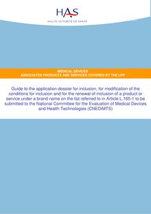 Modalités pratiques de dépôt d un dossier auprès de la CNEDiMTS - Guide for manufactors and distributors 2012