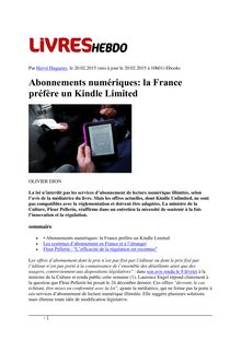 Abonnements Numériques : la France préfère un Kindle limited 