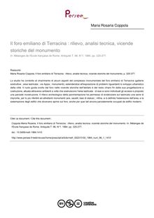 Il foro emiliano di Terracina : rilievo, analisi tecnica, vicende storiche del monumento - article ; n°1 ; vol.96, pg 325-377