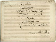 Partition parties complètes, flûte quatuor en A major, A major, Bach, Johann Christian