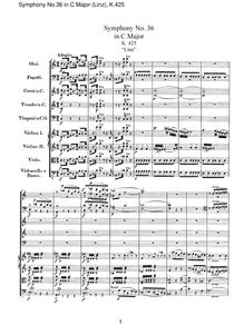 Partition complète, Symphony No.36, Linz Symphony, C major, Mozart, Wolfgang Amadeus par Wolfgang Amadeus Mozart