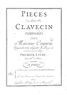 Partition complète (haut resolution), Premier Livre de Pièces de Clavecin