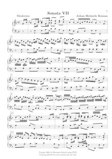Partition , Sonata en F major, 12 clavecin sonates ou , Roman, Johan Helmich
