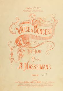 Partition complète, Valse de concert, B♭ major, Hasselmans, Alphonse