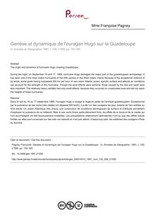 Genèse et dynamique de l ouragan Hugo sur la Guadeloupe  - article ; n°558 ; vol.100, pg 152-165