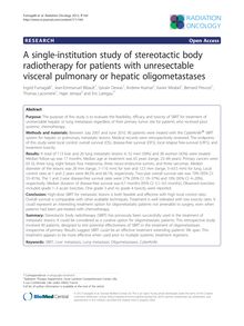 A single-institution study of stereotactic body radiotherapy for patients with unresectable visceral pulmonary or hepatic oligometastases