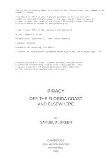 Piracy off the Florida Coast and Elsewhere