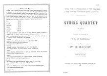 Partition parties complètes, corde quatuor en E-flat major, E♭ major par William Henry Hadow